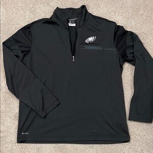 Philadelphia Eagles 🦅 🏈 Nike Men's Black Quarter-Zip Jacket with Emblem